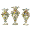 Minton porcelain garniture, flower encrusted, c. 1830. Side