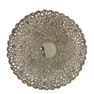 Indian Kutch reticulated silver pierced dish, c. 1890. front facing