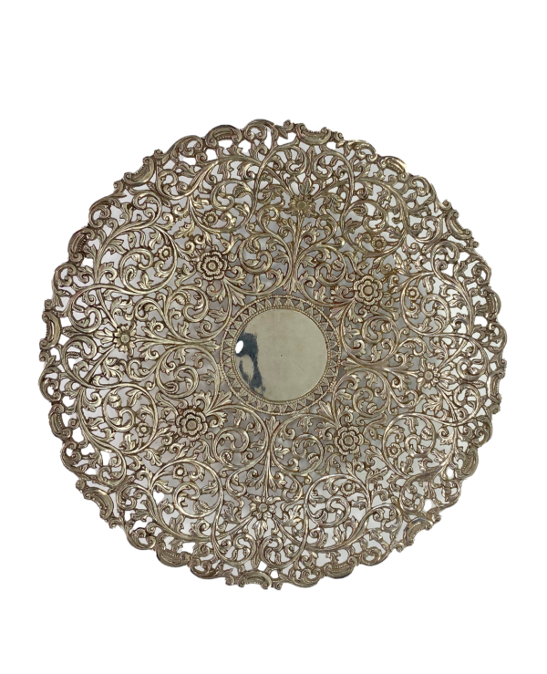 Indian Kutch reticulated silver pierced dish, c. 1890. front facing
