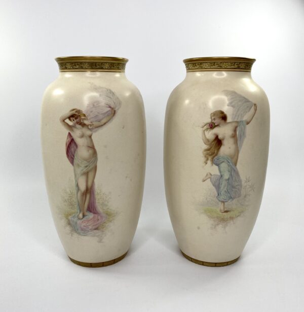 Pair Doulton Lambeth faience vases