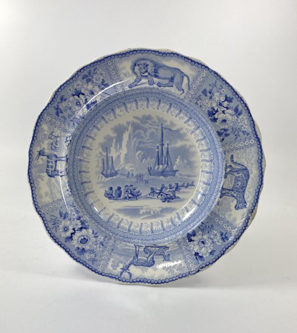 Staffordshire ‘Arctic Scenery’ pottery dish, c. 1835.