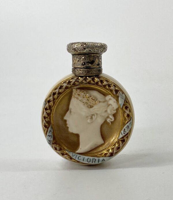 Royal Worcester Queen Victoria Jubilee scent bottle, 1887.
