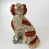 Pair Staffordshire pottery Spaniels, of large size, c. 1840. ear