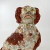 Pair Staffordshire pottery Spaniels, of large size, c. 1840. gold collar