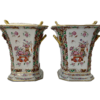 Pair Chinese porcelain bough pots. c. 1760. Qianlong Period.
