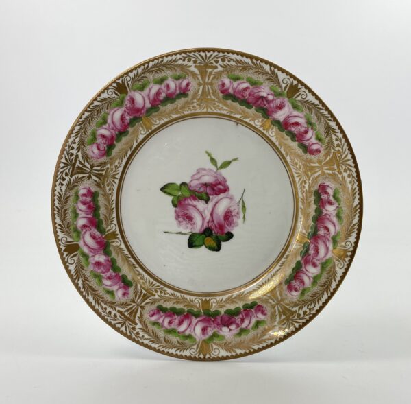 Swansea porcelain plate. ‘Roses’. London decorated, c. 1815.
