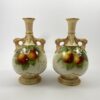 Pair Royal Worcester vases. ‘Fruit’, by F. Harper, dated 1906. front facing