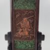 Chinese jade and boxwood table screen. ‘Shoulao’, early 19th. C. person with deer
