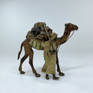 Franz Bergman cold painted bronze Arab & camel group, c. 1900.