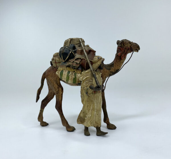 Franz Bergman cold painted bronze Arab & camel group, c. 1900.