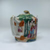 Chinese porcelain teapot. Famille rose, c. 1850. closeup people