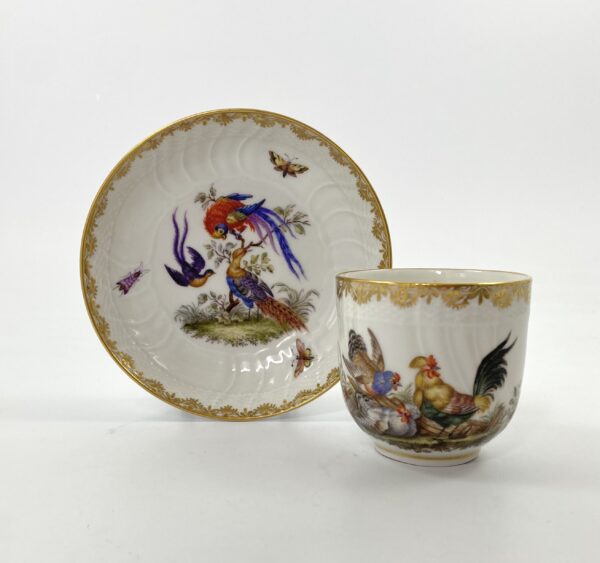 KPM Berlin porcelain cup and saucer top and side