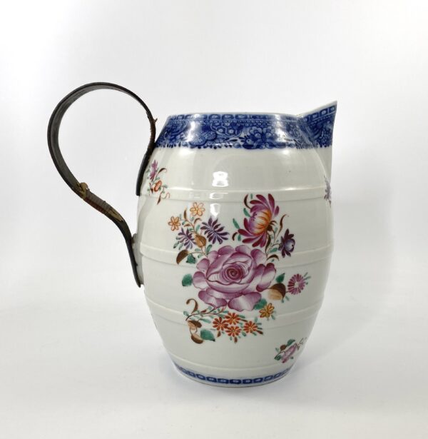 Chinese porcelain Cider Jug, c. 1770. ‘Tinkers’ repaired handle