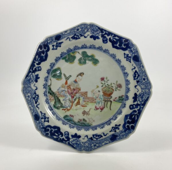 Chinese porcelain plate. Famille rose decoration, c. 1760. Qianlong Period