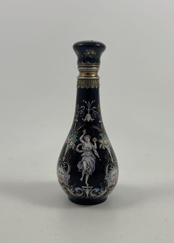 Limoges enamel scent bottle. Silver mounts, c. 1880
