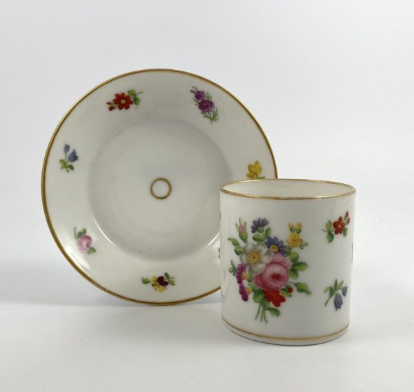 Paris porcelain coffee can and saucer, c. 1830