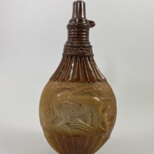 Saltglaze stoneware spirit flask, Thomas Smith, Lambeth Pottery c. 1840