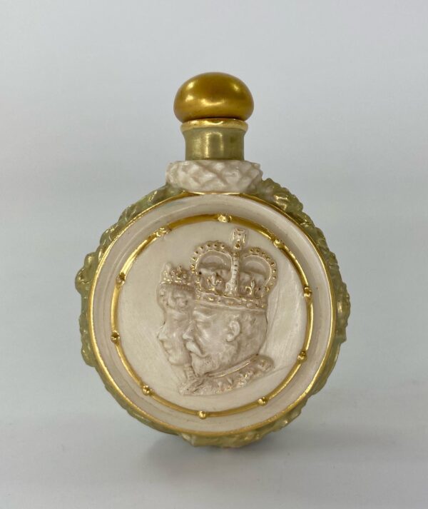 Royal Worcester scent bottle. Coronation of King George V, 1911