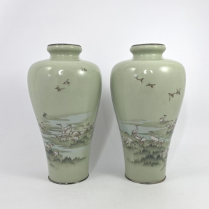 Pair Japanese cloisonné vases, Hayashi Kihyoe, c. 1900. Meiji Period.