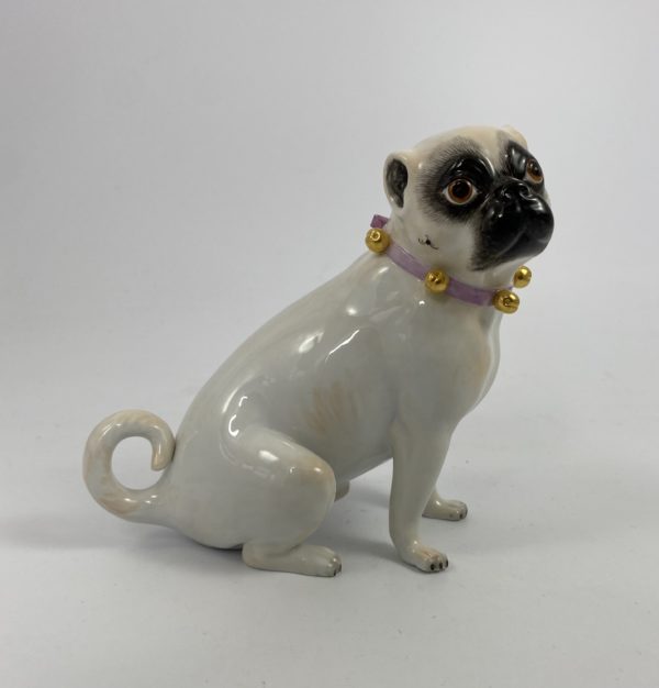 Meissen porcelain seated pug dog, c. 1930