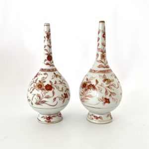 Pair Chinese porcelain ‘Rouge de Fer’ rose water sprinklers, c. 1700. Kangxi Period