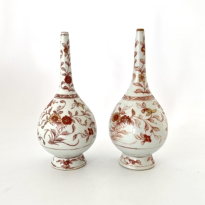 Pair Chinese porcelain ‘Rouge de Fer’ rose water sprinklers, c. 1700. Kangxi Period.