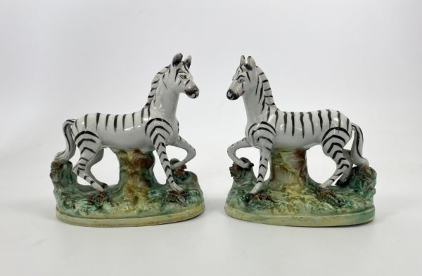 Staffordshire pair of Zebra. Thomas Parr factory, c. 1860