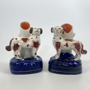 Pair Staffordshire dog spill vases 1860