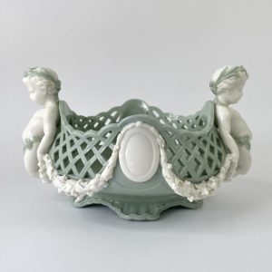 Minton porcelain ‘Pate sur Pate’ basket, dated 1867
