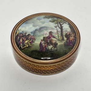 French gold pique and enamel box, William Tell, c. 1790.