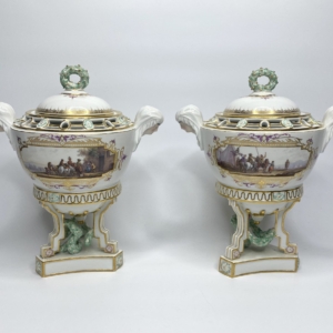 Pair of Meissen pot pourri & covers, c. 1870.