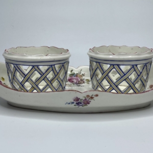 Mennecy porcelain cruet stand, c.1755.
