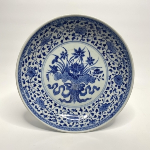Chinese porcelain ‘Lotus Bouquet’ dish, 18th Century.