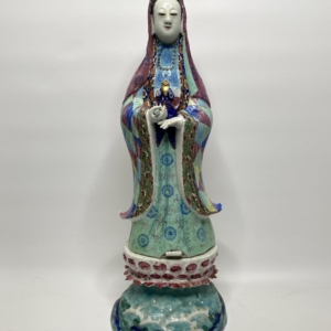Chinese porcelain Guanyin & stand, Qing Dynasty.