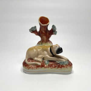 Staffordshire pottery Mastiff spill vase, c. 1855.