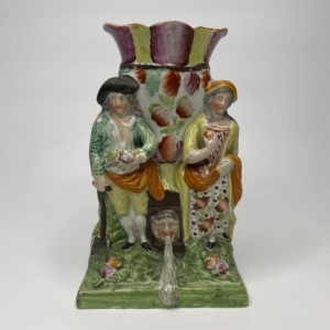 Obadiah Sherratt pottery ‘Gardeners’ spill vase, Staffordshire, c. 1830.