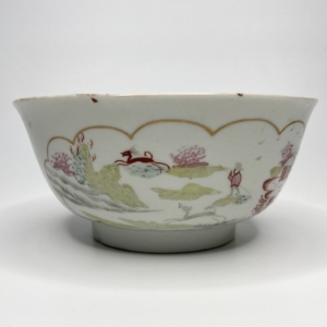 Plymouth porcelain bowl, ‘Stag Hunt’ pattern, c. 1770.