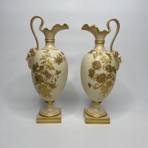 Royal Worcester ewers, Samuel Ranford, d. 1888.