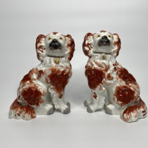 Staffordshire pair of seated Spaniels, c.1845.