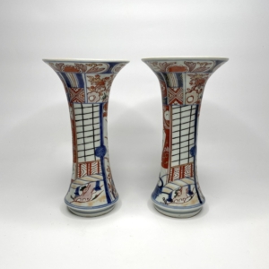 Pair Imari trumpet vases, Arita, Japan, c. 1700. Edo Period.