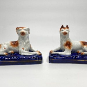 Staffordshire pair of Hunting Dogs, c. 1850.