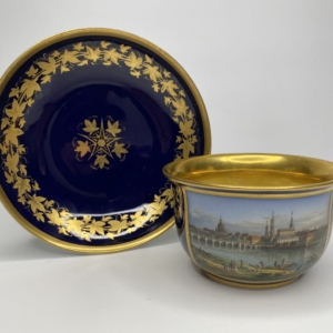 Meissen topographical cabinet cup & saucer, Dresden, c. 1835.