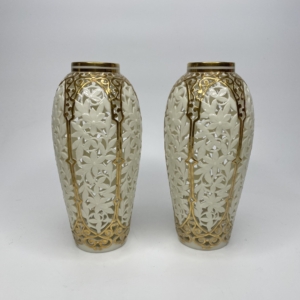 Graingers Worcester, pair of reticulated vases, c. 1890.