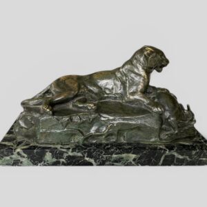 Bronze Panther Holding a Muntjac Deer, Alfred Louis Barye, c. 1865.