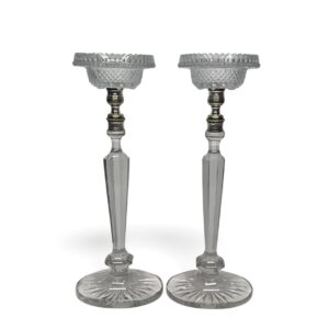 Clarke’s Patent Cricklite crystal candlesticks, c. 1900.