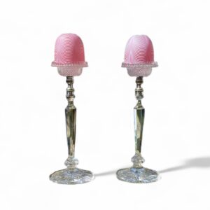 Clarke’s Patent Cricklite crystal candlesticks, c. 1900.