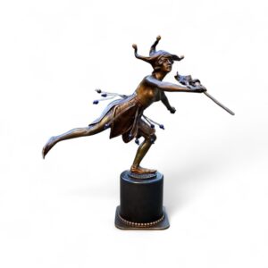 The Jester, Alfonso Titze, cold painted bronze figure, Vienna, c. 1920.