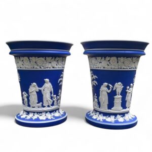 Pair Wedgwood blue jasper cache pot, c. 1840.
