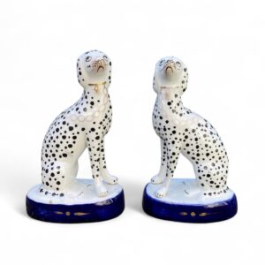 Pair Staffordshire pottery Dalmatians, c. 1850.