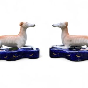 Pair Staffordshire Greyhound quill holders, c. 1850.
